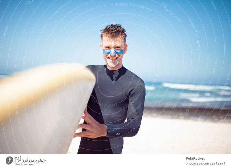 #AE# SurfDude maskulin 1 Mensch Kunst ästhetisch Surfen Surfer Surfbrett Surfschule Fuerteventura Strand Strandleben Farbfoto Gedeckte Farben Außenaufnahme