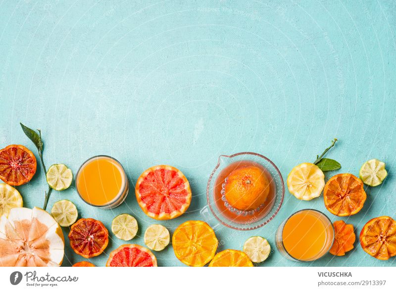 Zitrus Früchten und Saft Lebensmittel Frucht Orange Ernährung Frühstück Bioprodukte Getränk trinken Geschirr Stil Design Gesundheit Gesunde Ernährung