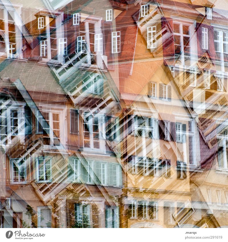 Tübingen² Lifestyle elegant Stil Kunst Altstadt Haus Gebäude Architektur Fassade Fenster Zeichen Häusliches Leben außergewöhnlich verrückt mehrfarbig chaotisch