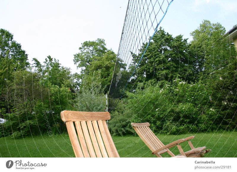 Volleyrastplatz Volleyballnetz Liegestuhl Liegewiese Garten Erholung liegen