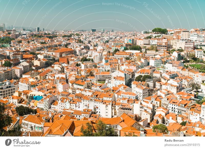 Luftaufnahme der Lissaboner Stadt Dächer in Portugal Fluggerät Aussicht Europa Vientiane Panorama (Bildformat) Skyline alt Tourismus Architektur Straße