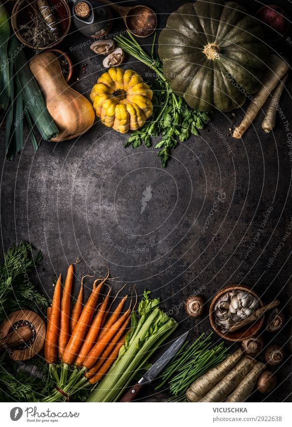 Herbst Gemüse und verschiedene Kürbisse Lebensmittel Ernährung Bioprodukte Vegetarische Ernährung Diät kaufen Design Erntedankfest Halloween Hintergrundbild
