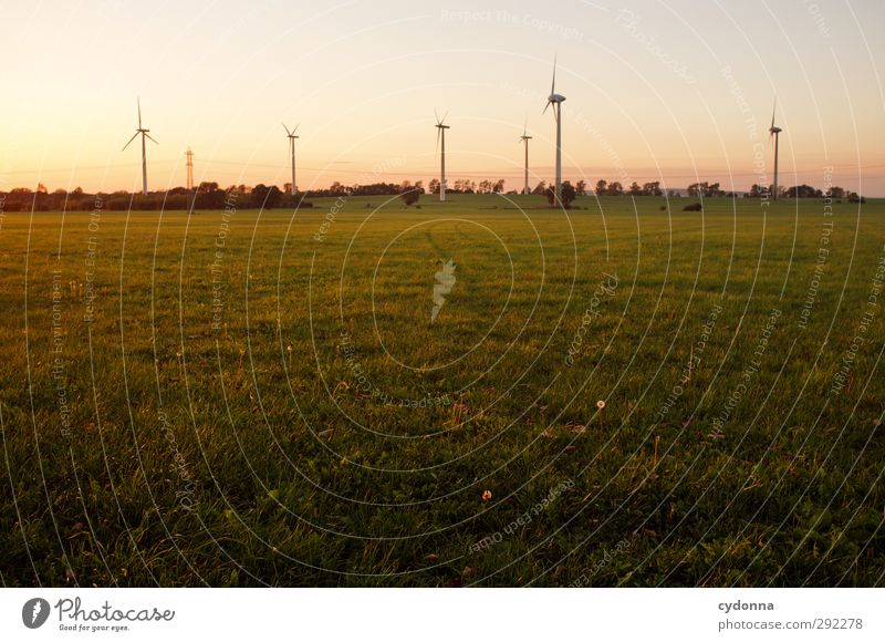 Windkraft im Abendlicht Technik & Technologie Wissenschaften Fortschritt Zukunft Energiewirtschaft Erneuerbare Energie Windkraftanlage Energiekrise Umwelt Natur