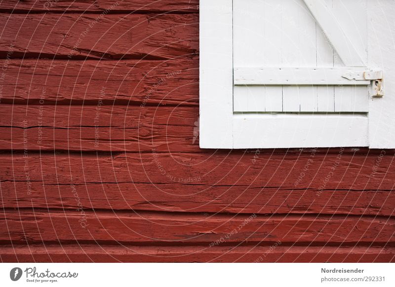 Alte Häuser | Schwedisch Haus Hütte Architektur Fassade Fenster Holz Linie Häusliches Leben alt authentisch rot weiß Nostalgie Sicherheit stagnierend Tradition
