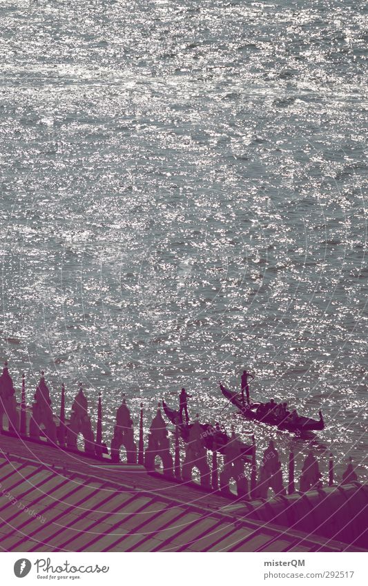 Come get some! Kunst ästhetisch Venedig Gondel (Boot) Gondoliere Canal Grande Italien Romantik Kitsch Wasserfahrzeug Farbfoto Gedeckte Farben Außenaufnahme