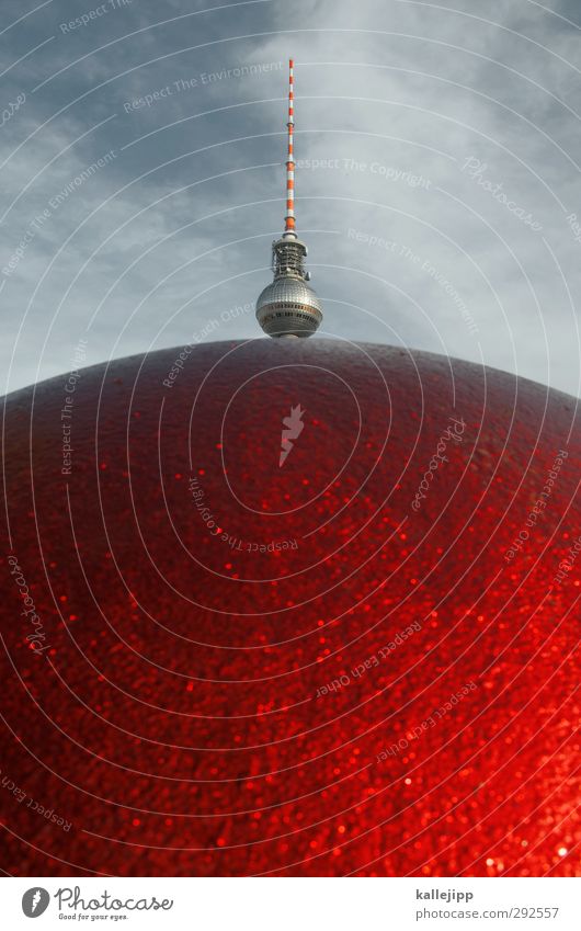berliner Sehenswürdigkeit rot Fernsehturm Berlin Berliner Fernsehturm Berlin-Mitte Kugel Farbfoto mehrfarbig Außenaufnahme Nahaufnahme Menschenleer
