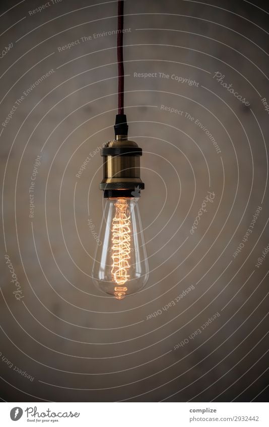 Vintage Edison Glühbirne vor Patina Wand Lifestyle Freizeit & Hobby Häusliches Leben Wohnung Umzug (Wohnungswechsel) einrichten Innenarchitektur