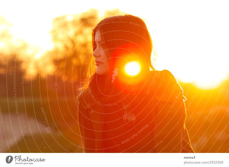 Sommergefühle Mensch feminin Junge Frau Jugendliche Erwachsene 1 13-18 Jahre 18-30 Jahre Landschaft Sonnenaufgang Sonnenuntergang Sonnenlicht Schönes Wetter