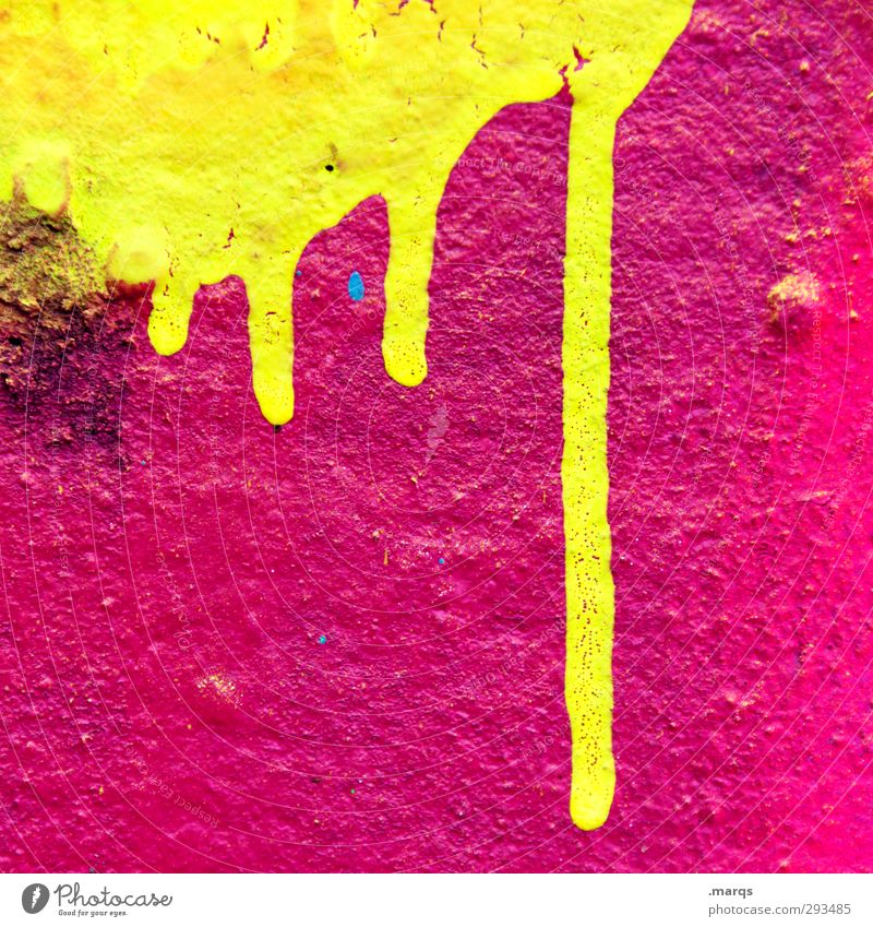 Liquid Lifestyle Stil Design Anstreicher Mauer Wand Graffiti leuchten Coolness Flüssigkeit trendy einzigartig retro verrückt gelb rosa chaotisch Farbe fließen