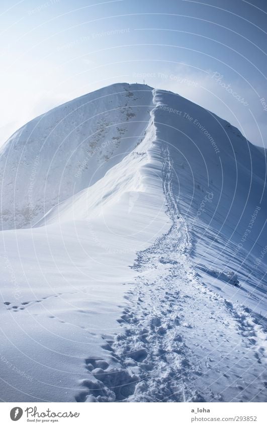 the deepest blues are black Umwelt Natur Landschaft Urelemente Luft Himmel Winter Klima Schönes Wetter Eis Frost Schnee Alpen Berge u. Gebirge Gipfel