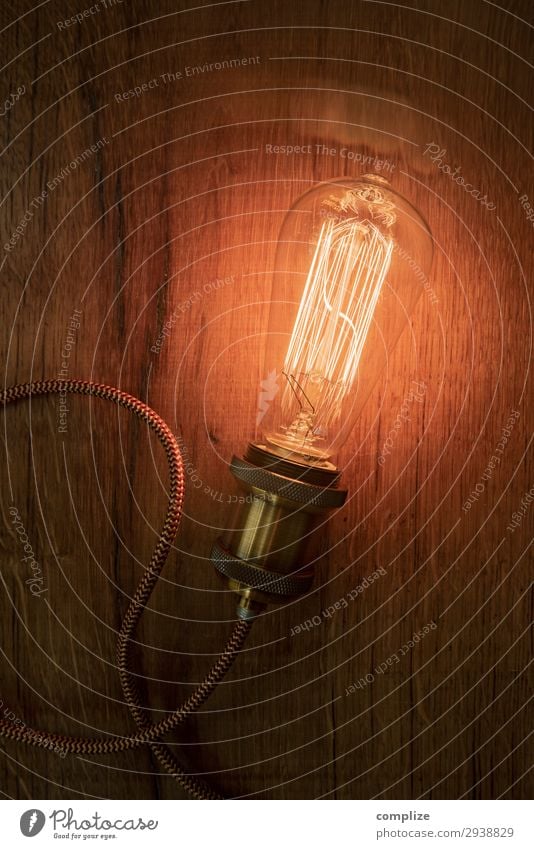 Vintage Edison Glühbirne auf Holz Lifestyle Glück Häusliches Leben Wohnung Umzug (Wohnungswechsel) Lampe Raum Wohnzimmer Dekoration & Verzierung hängen edison