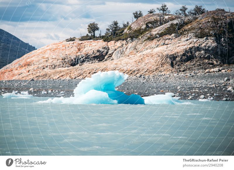 Perito Moreno Gletscher Umwelt Natur blau weiß Eis Eisscholle Eisberg Felsen Im Wasser treiben nass kalt Perito Morena Gletscher Argentinien Stein Farbfoto