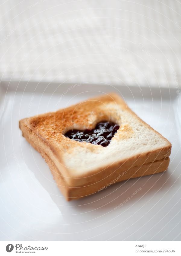 Jeder Tag, den ich mit dir beginne, ist schön. Marmelade Toastbrot Ernährung Frühstück Büffet Brunch Fingerfood lecker süß Herz Liebesbekundung Liebeserklärung