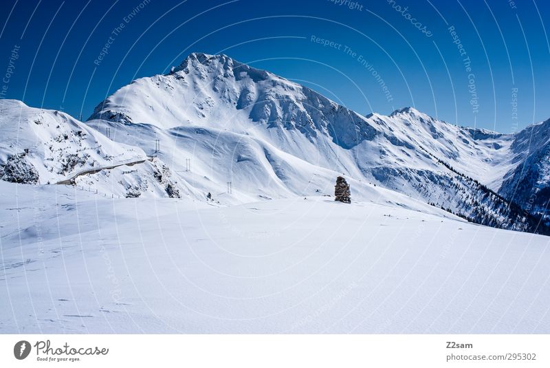 Richtung Jaufenpass Umwelt Natur Landschaft Himmel Wolkenloser Himmel Winter Schönes Wetter Schnee Alpen Berge u. Gebirge Gipfel eckig Ferne gigantisch kalt