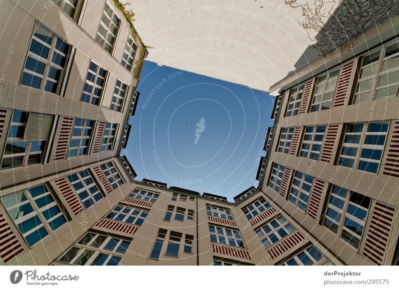 Das Fenster zum Hof 10 Himmel Wolkenloser Himmel Sonne Pflanze Hauptstadt Stadtzentrum Menschenleer Haus Bauwerk Gebäude Architektur eckig einfach elegant