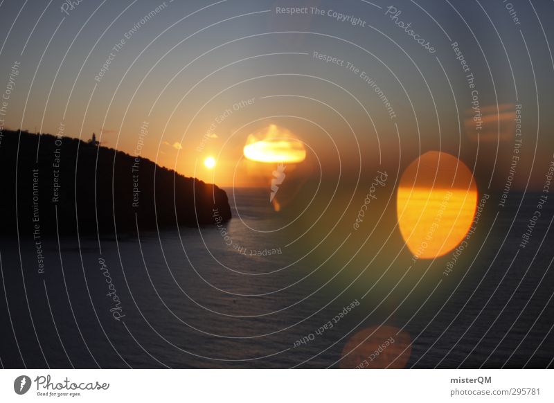 cheers horizon! Kunst ästhetisch Zufriedenheit Insel Leuchtturm Mallorca Spanien Meer Sonnenuntergang Sonnenlicht Reflexion & Spiegelung