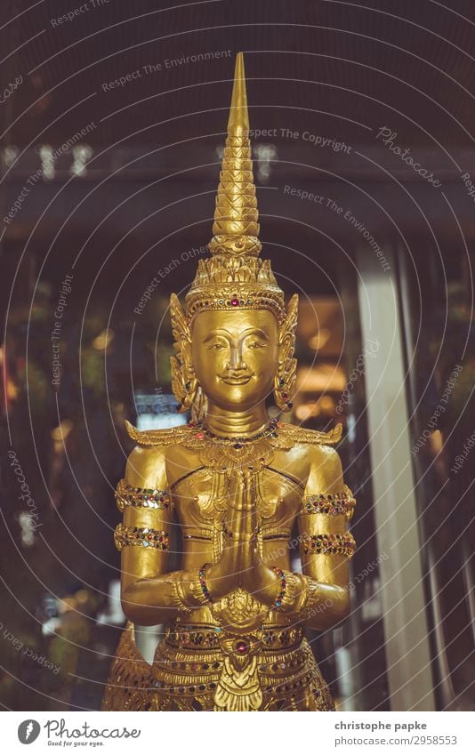 Goldene Buddha Statue Skulptur Thailand Metall exotisch glänzend historisch achtsam Vorsicht Gelassenheit Religion & Glaube Buddhismus Gebet Asien Farbfoto