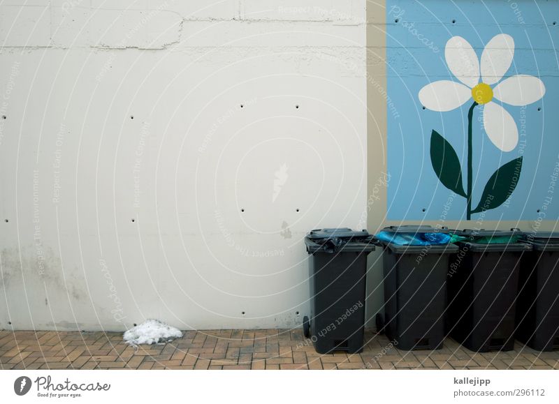 biotonne Häusliches Leben Haus Blühend Fass Hausmüll Müll Müllbehälter Mieter Hinterhof Recycling Blume Gemälde abfallbeseitigung entsorgen Bioprodukte Farbfoto