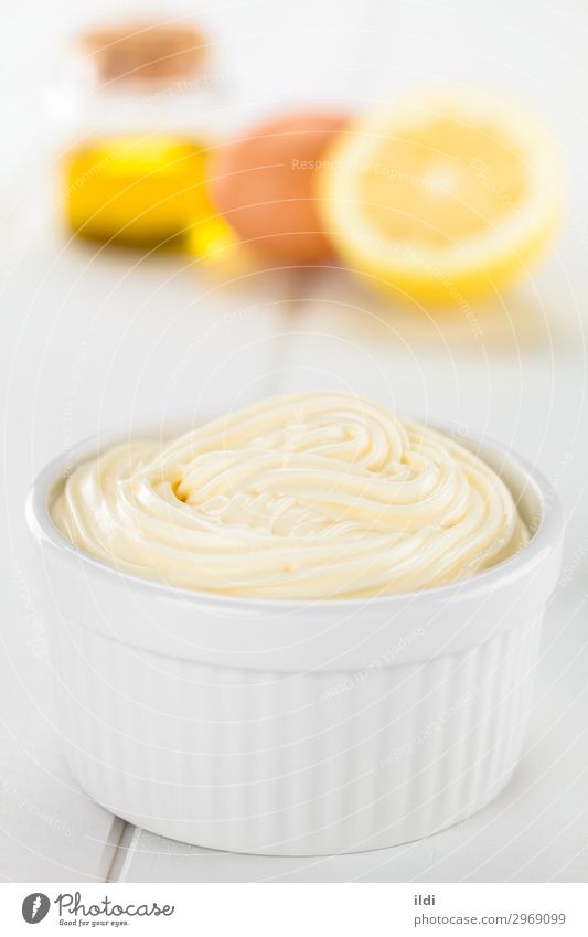 Mayonnaise Lebensmittel Schalen & Schüsseln dick Gewürz Saucen Sahne Dip Dressing Zutaten cremig Fett Bohnenkraut Verwirbelung Aufstrich Erdöl Ei Zitrone