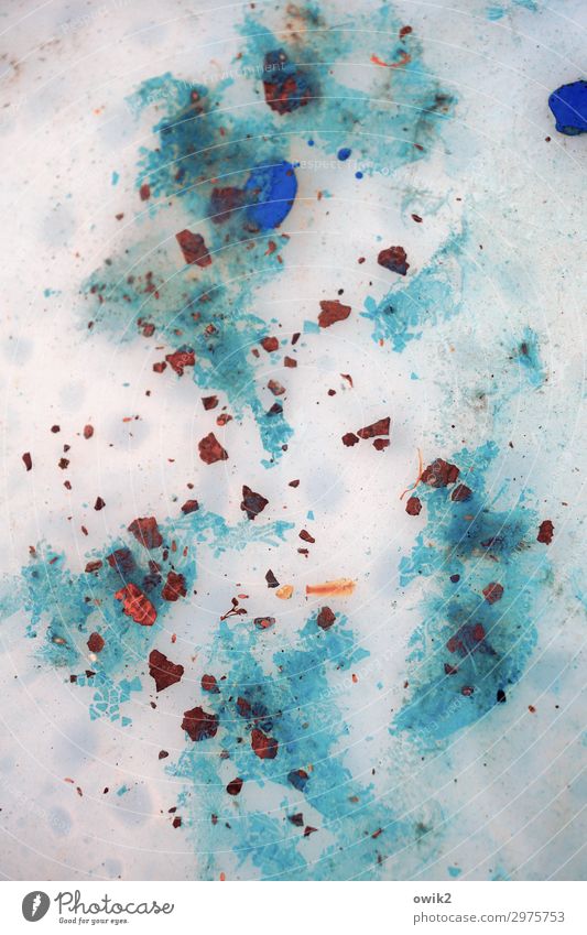 Zufallsprodukt Kunst Kunstwerk Gemälde Wasser Farbstoff Farbenspiel Farbmittel Rost Kunststoff Schwimmen & Baden klein nah blau braun grau orange rot türkis