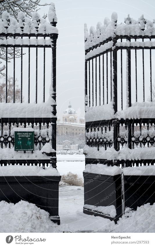 Durchgehend geöffnet Winter schlechtes Wetter Eis Frost Schnee Park Wien Österreich Hauptstadt Stadtzentrum Altstadt Tor Gebäude Sehenswürdigkeit