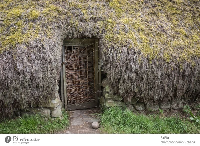 Detail einer Hütte im schottischen Hochland. Haus cottage Garten England scotland door Schottland Land Landleben Frühling Sommer Wetter Landwirtschaft Dach wand