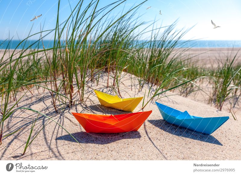 Am Strand der Ostsee Spielen Basteln Ferien & Urlaub & Reisen Tourismus Sommer Sommerurlaub Meer Sand Wasser Wolkenloser Himmel Sonne Schönes Wetter Gras