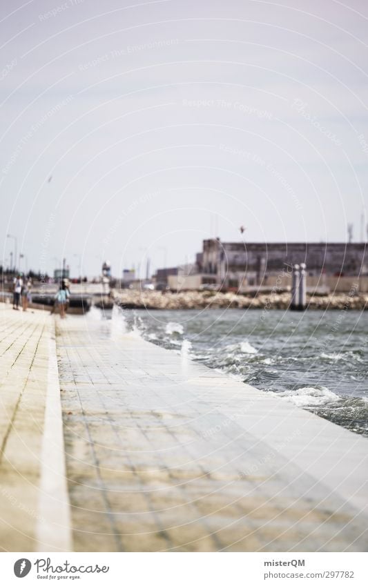 Salzpromenade. Kunst ästhetisch verträumt Promenade Meerwasser Küste Portugal Lissabon Sommerurlaub ruhig Idylle abgelegen Farbfoto Gedeckte Farben