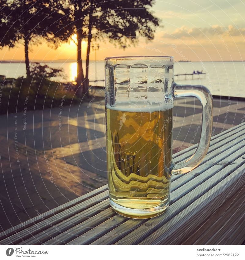 Glas Bier zum Sonnenuntergang am Steinhuder Meer Getränk trinken Lifestyle Freizeit & Hobby Ferien & Urlaub & Reisen Freiheit Sommer Restaurant Bar Cocktailbar