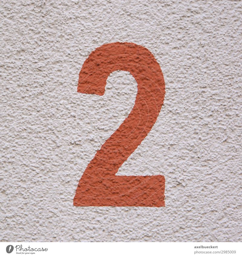 rote Zahl 2 - Hausnummer zwei Design Mauer Wand Symbole & Metaphern Quadrat Ziffern & Zahlen Farbe Fassade Farbfoto Außenaufnahme Nahaufnahme Detailaufnahme
