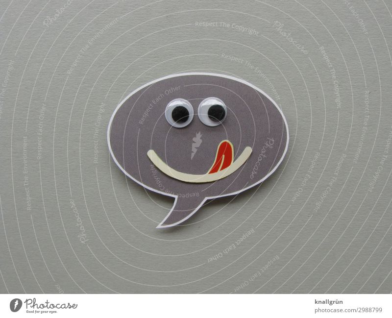 lustig Smiley Zeichen Kommunizieren Lächeln grau rot weiß Gefühle Freude Glück Fröhlichkeit kulleräugig Zunge Farbfoto Studioaufnahme Menschenleer