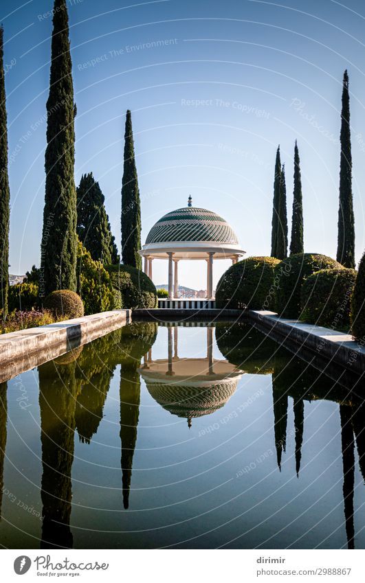 Málagas botanischer Gartenteich und Promenade schön Erholung ruhig Schwimmbad Ferien & Urlaub & Reisen Tourismus Sommer Spiegel Natur Pflanze Himmel Baum Park