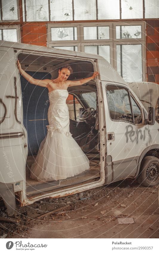 #A# Hochzeitsauto klar gemacht Kunst Kunstwerk ästhetisch Hochzeitstag (Jahrestag) Hochzeitszeremonie Hochzeitsgesellschaft Braut Brautkleid Brautschleier