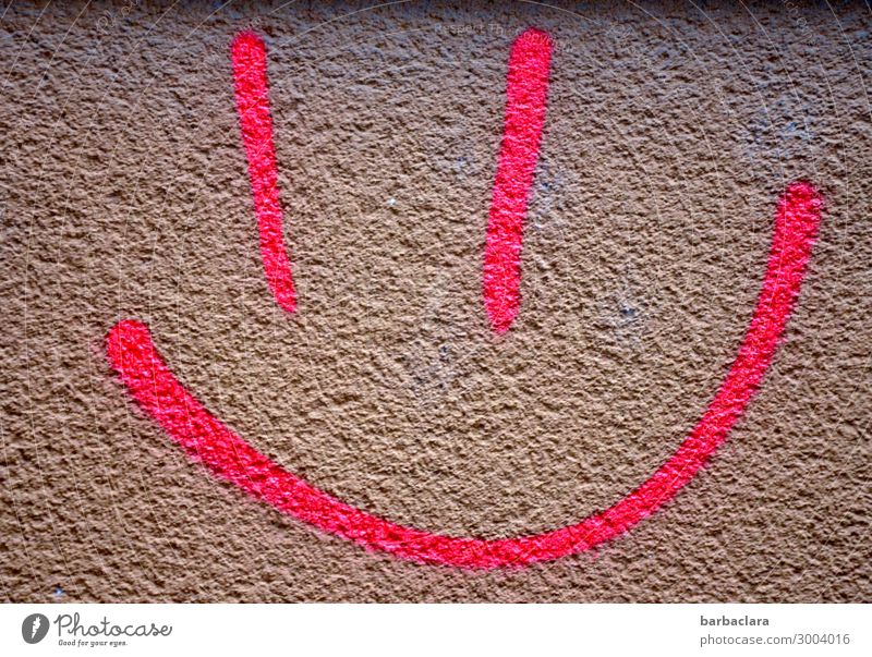 Firlefanz | Smiley Gesicht Mauer Wand Fassade Zeichen Graffiti Linie Lächeln lachen Fröhlichkeit lustig rosa Gefühle Stimmung Freude Farbe Kreativität Stadt