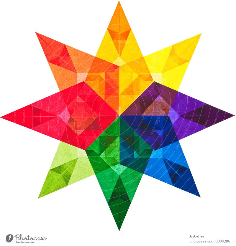 Ein bunter Stern aus Transparentpapier Kunst Papier Dekoration & Verzierung Transparente durchsichtig Stern (Symbol) Zeichen Ornament eckig stachelig mehrfarbig