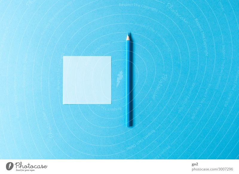 Blauer Zettel, blauer Stift Freizeit & Hobby Büro Werbebranche Schreibwaren Papier Schreibstift zeichnen ästhetisch einfach Design Farbe Inspiration