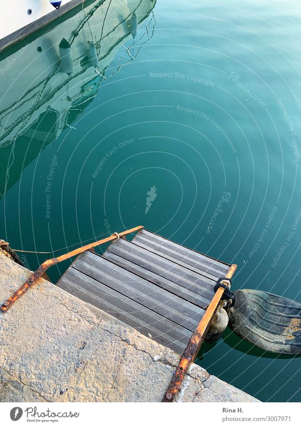 Erfrischung Ferien & Urlaub & Reisen Ausflug Wasser Sommer Sportboot Jacht Segelboot türkis Einstieg (Leiter ins Wasser) Anlegestelle Jachthafen Boje