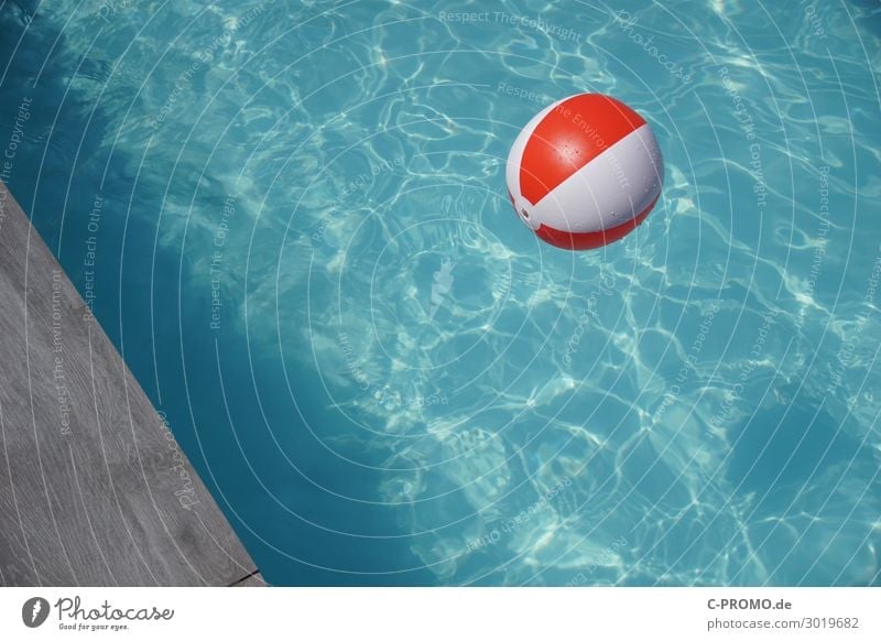 Ball im Pool Wellness Schwimmbad Schwimmen & Baden Ferien & Urlaub & Reisen Tourismus Sommer Sommerurlaub Wassersport nass blau grau rot türkis Freizeit & Hobby
