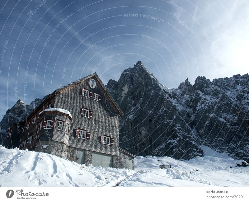 Karwendel Europa Alpen Kalkalpen Schnee Hütte Himmel Berge u. Gebirge