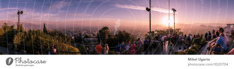 Erstaunlicher Sonnenuntergang mit Panoramablick auf Santiago de Chile schön Ferien & Urlaub & Reisen Tourismus Berge u. Gebirge Natur Landschaft Himmel Wolken