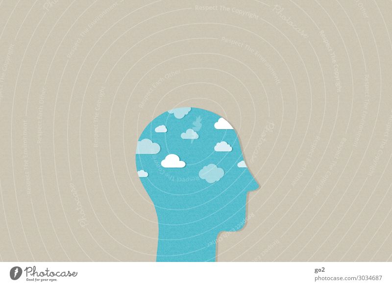 Wolken im Kopf Mensch 1 Klima Wetter Zeichen ästhetisch außergewöhnlich frei Unendlichkeit blau Gefühle Gelassenheit ruhig Sehnsucht Fernweh Gesundheit Idee