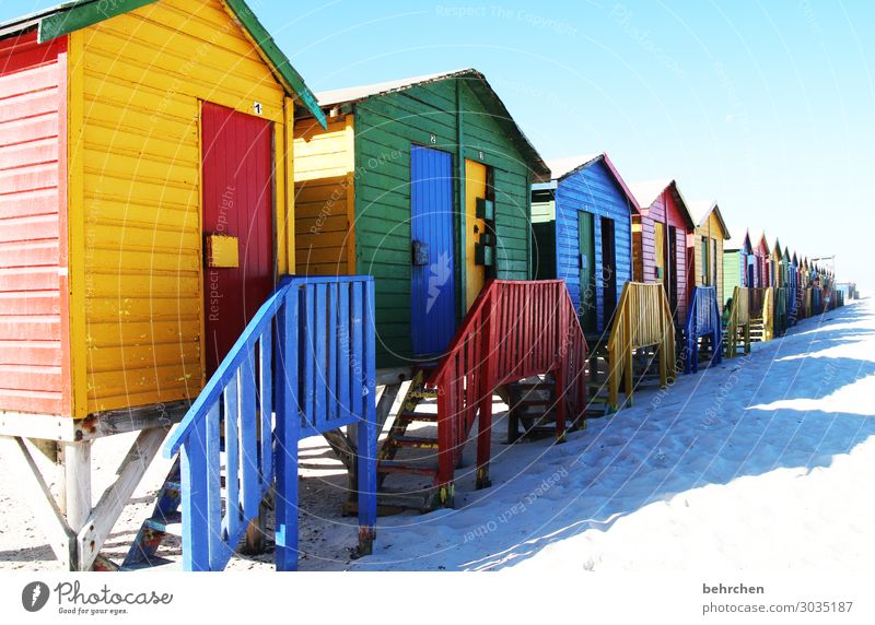 die bunten häuschen von muizenberg genießen träumen Kapstadt Ferien & Urlaub & Reisen Freiheit Natur Ferne Ausflug Abenteuer Tourismus Himmel Küste Strand Meer