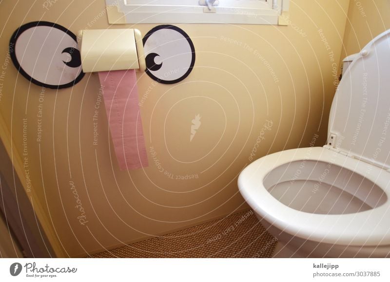 dixi Papier Blick Toilette Sanitäranlagen defäkieren Toilettenpapier Nase WCsitz Raum Comic lustig Farbfoto Innenaufnahme Experiment Licht Schatten Kontrast