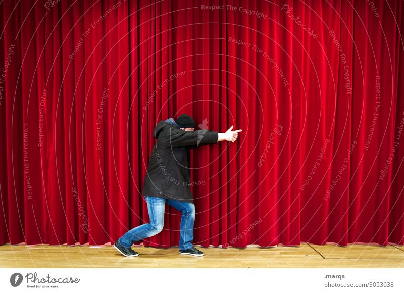 Krimi Vorhang Theater Theaterschauspiel rot Bühne Veranstaltung Entertainment Kriminalität Angriff Aggression Kultur Mann schießen