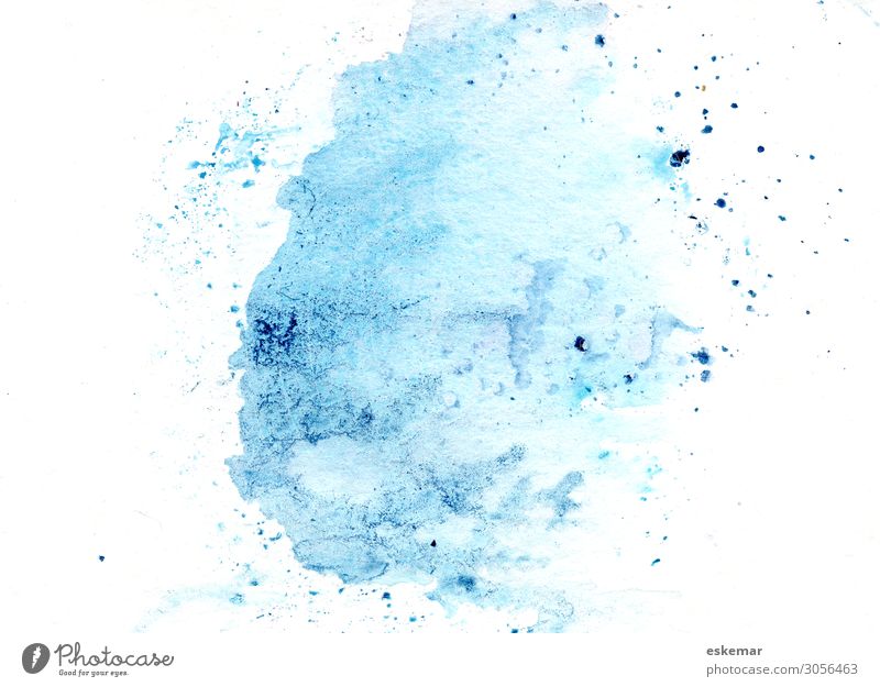 Aquarell auf Papier Kunst Kunstwerk Gemälde Wasserfarbe Farbe Farbfleck Fleck Spritzer Farbspritzer ästhetisch frisch blau weiß Redewendung Hintergrundbild