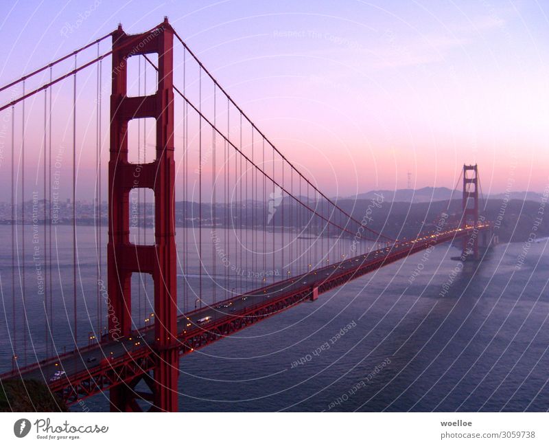 The Majesty of Bridges II Landschaft Wasser Himmel Sonnenaufgang Sonnenuntergang Sonnenlicht Schönes Wetter Hügel Küste Bucht Meer Pazifik San Francisco Bay USA