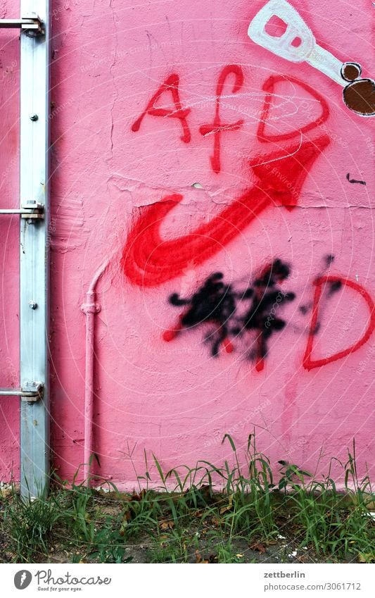 Wahlkampf AfD beschmiert Beschriftung Demokratie demokratisch Haus Parteien Politik & Staat Graffiti Wahlen Wand Menschenleer Textfreiraum Tagger gesprüht