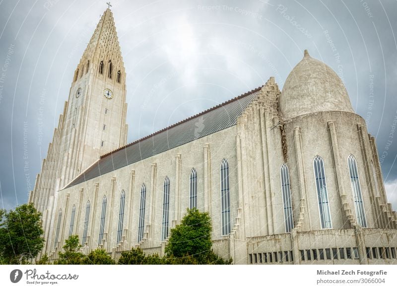 Berühmte Kathedrale Hallgrimskirkja Kirche in reykjavik Design schön Ferien & Urlaub & Reisen Tourismus Sommer Natur Landschaft Himmel Stadt Stadtzentrum