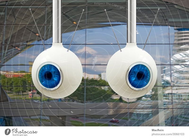 Überwachung Videokamera Kontrolle spionieren Überwachungskamera Überwachungsstaat Antenne Farbfoto Außenaufnahme Menschenleer Tag Blick