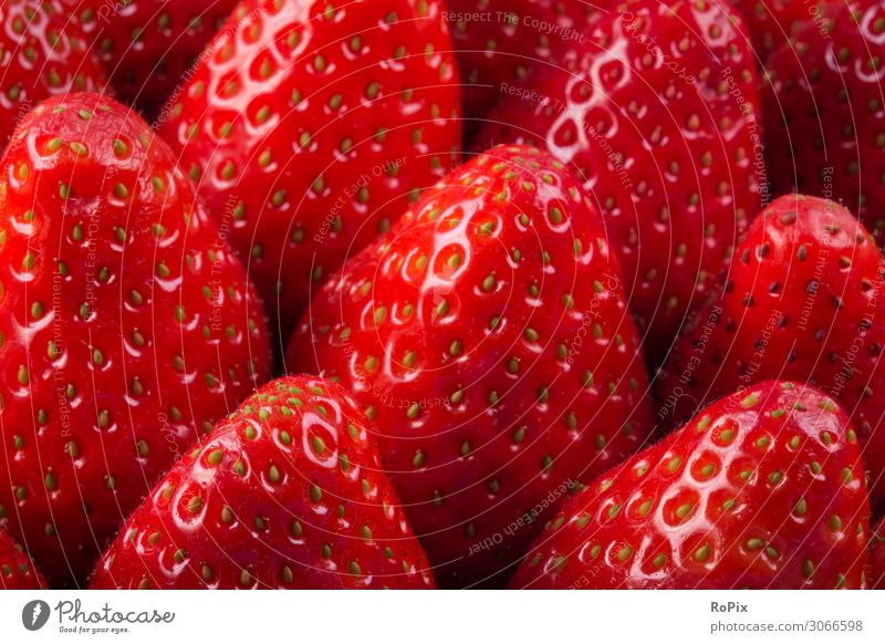 Nahaufnahme von frischen Erdbeeren. Lebensmittel Frucht Ernährung Essen Bioprodukte Vegetarische Ernährung Lifestyle Gesundheit Gesunde Ernährung sportlich